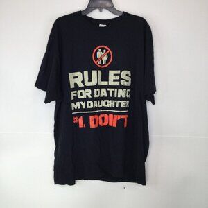 #1 Dad T-Shirt Men 2XL Black Rules For Dating My Daughter Pullover Short Sleeve